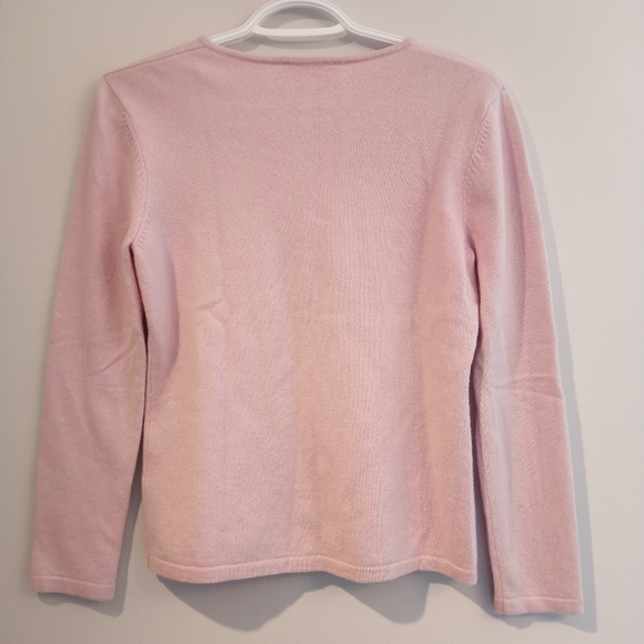 Vintage Italian Merino Wool and Silk Embroidered and Beaded Pink Cardigan Medium - Picture 3 of 15